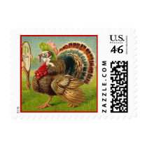 Vintage Dressed Up Turkey postage