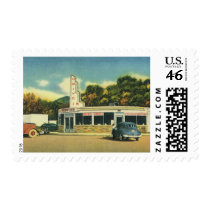 Vintage Drive In Diner Postage Stamp