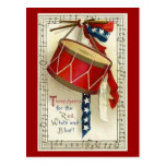 Vintage Drum & Ribbon - Postcard