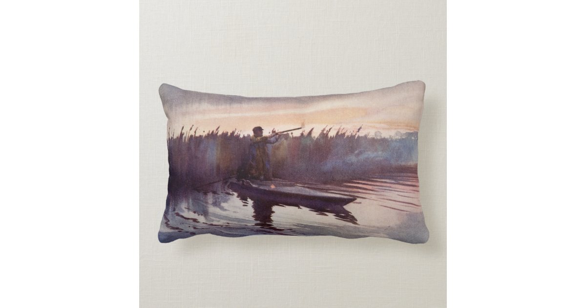 Vintage Duck Hunt Lake Sportsman Home Decor Pillow Zazzle
