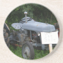 Vintage Dusky Blue Tractor Beverage Coaster