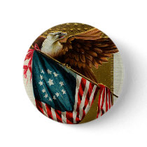 Vintage Eagle and Flag Round Button