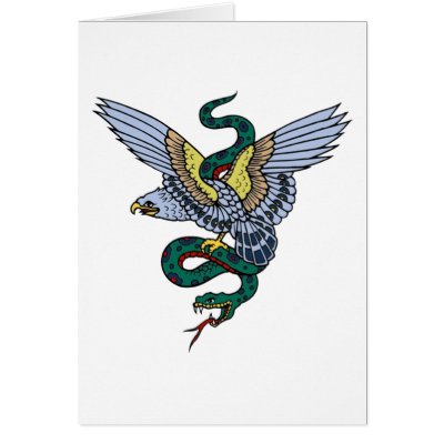 Vintage Eagle and Snake Tattoo Art Greeting Cards by vintagegiftmall