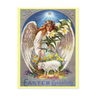 Vintage Easter Angel and Lamb postcard