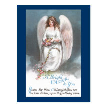 Vintage Easter Angel Weaving Flower Garland Postcards