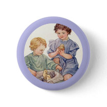Vintage Easter Baby Chicks and Children Button