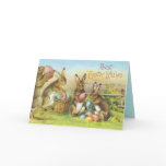 Vintage Easter Blessings Card - Bunnies