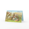 Vintage Easter Blessings Card - Bunnies