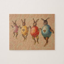 Vintage Easter Bunnies Dancing with Egg Costumes Puzzle