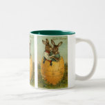 Vintage Easter Bunnies in a Giant Easter Egg Mugs