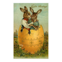 Vintage Easter Bunnies in a Giant Easter Egg Print