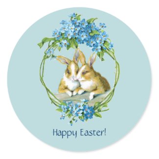 Vintage Easter Bunnies Sticker zazzle_sticker