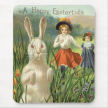 Vintage Easter Bunny and Eggs; Happy Eastertide Mouse Pad