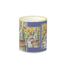 Vintage Easter Bunny Artist Mugs