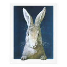 Vintage Easter Bunny, Cute Furry White Rabbit Personalized Invite
