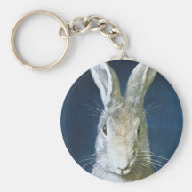 Vintage Easter Bunny, Cute Furry White Rabbit Keychain