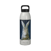 Vintage Easter Bunny, Cute Furry White Rabbit Drinking Bottle