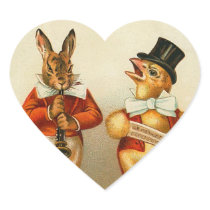 Vintage Easter Bunny Heart Stickers