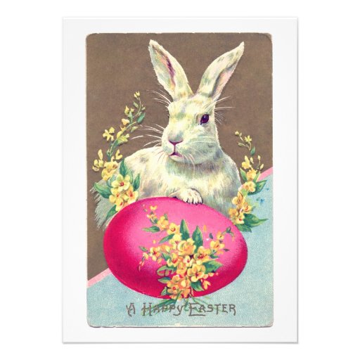 Vintage Easter Bunny Illustration Personalized Invitations