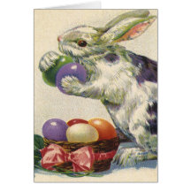Vintage Easter Bunny w Easter Eggs; Happy Easter! Greeting Card