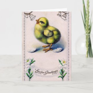 Vintage Easter Chick Greetings Card card