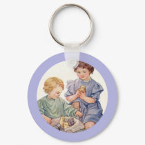Vintage Easter Chicks and Children Keychain