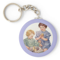 Vintage Easter Chicks and Children Keychain