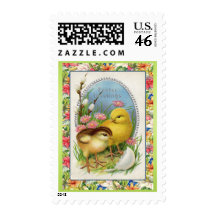 Vintage Easter Chicks Victorian Floral Postage Stamps