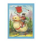 Vintage Easter Giant Baby Chick Riding postcard
