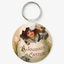 Vintage Easter Girl and Egg Keychain