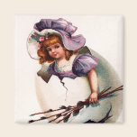 Vintage Easter Girl and Egg Magnet magnets