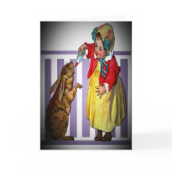Vintage Easter Girl Feeding Rabbit Card card
