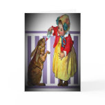 Vintage Easter Girl Feeding Rabbit Card