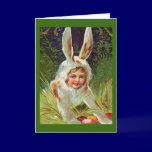 Vintage Easter Girl in Bunny Costume Card cards