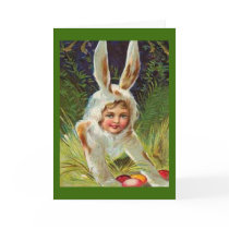 Vintage Easter Girl in Bunny Costume Card