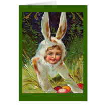 Vintage Easter Girl in Bunny Costume Card