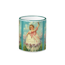 Vintage Easter Girl in Egg Coffee Mugs
