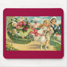 Vintage Easter Greetings Mouse Mat