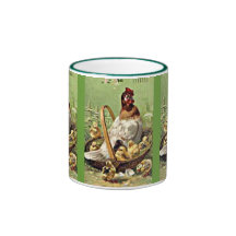 Vintage Easter Hen and Chicks in Basket Coffee Mug