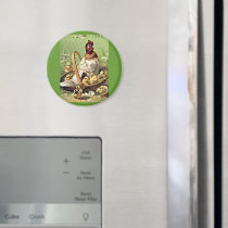 Vintage Easter Hen and Chicks in Basket Fridge Magnet