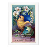Vintage Easter Illustration With Chick Custom Invitations