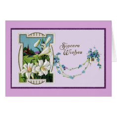 Vintage Easter Lily Vignette Greeting Cards