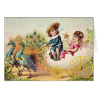 Vintage Easter Peacocks Greeting Card