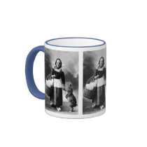 Vintage Easter Photo Girl with Big Bunny Rabbit Mugs