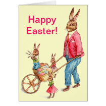 Vintage Easter Rabbit and Family Card