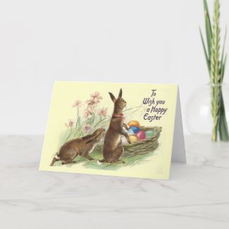 Vintage Easter Rabbits card