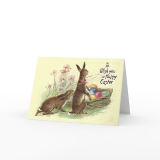 Vintage Easter Rabbits card