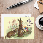 Vintage Easter Rabbits Postcard postcard