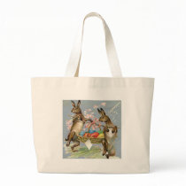 Vintage Easter Rabbits with Eggs Canvas Bags