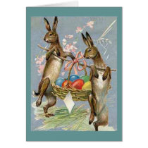 Vintage Easter Rabbits with Eggs Card